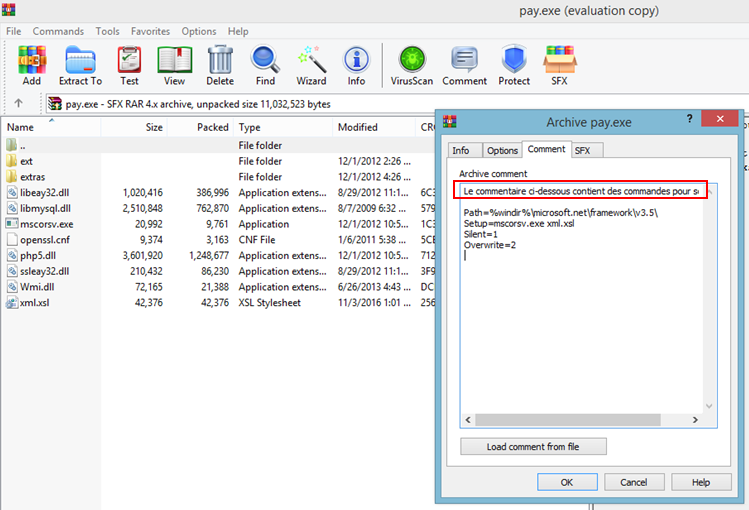 version française de WinRAR pour créer le fichier