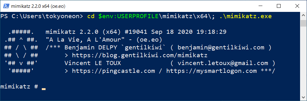 Screenshot von mimikatz.exe