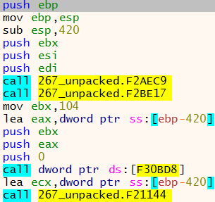 a screenshot of assembly code in x64dbg