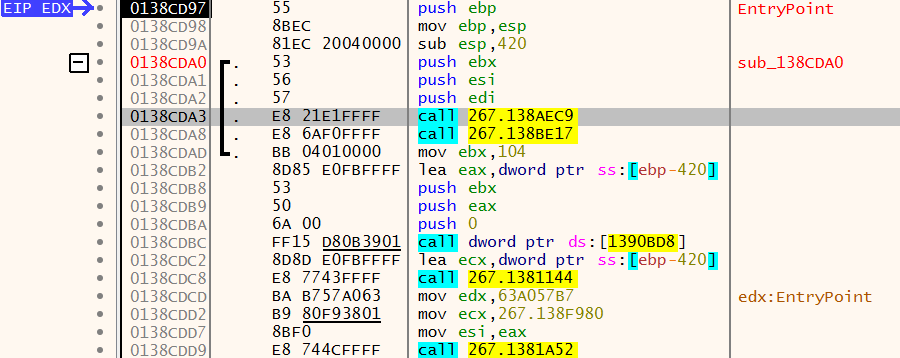 a screenshot of the main window in x64dbg