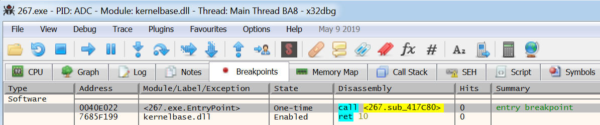breakpoints tab