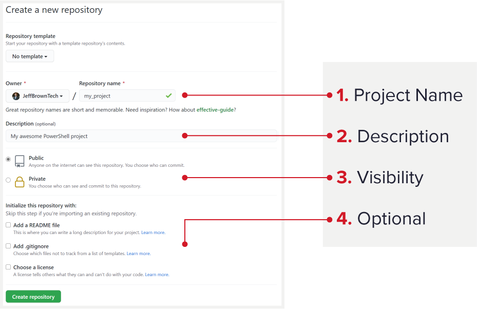 capture d'écran montrant comment configurer les options de référentiel dans Git avant la fusion dans Git