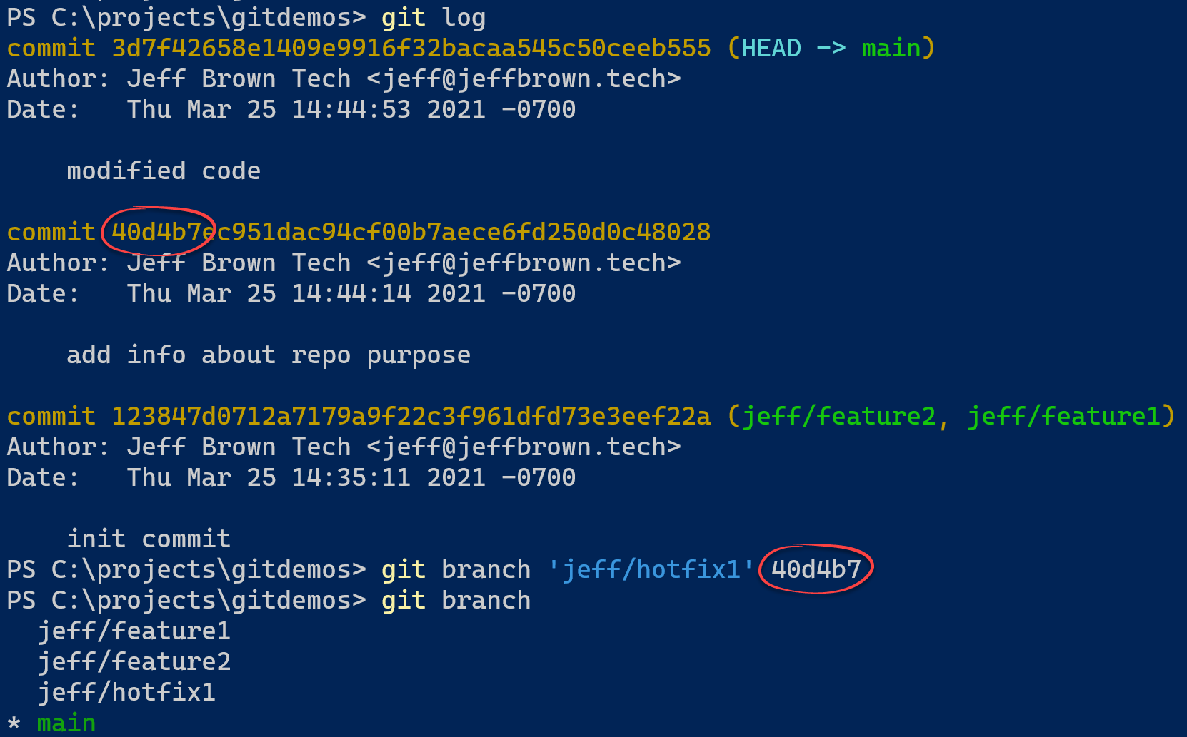 criar commit de branch