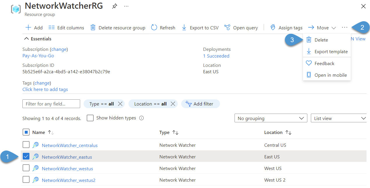 supprimer ressource network watcher