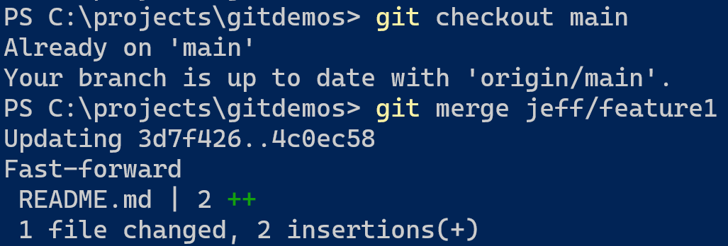 git merge ff