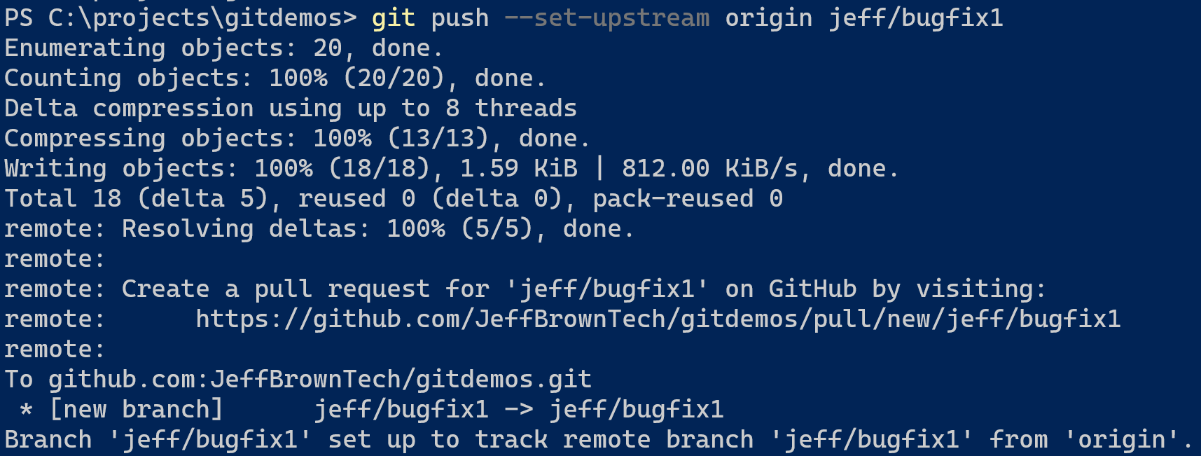 git push set upstream