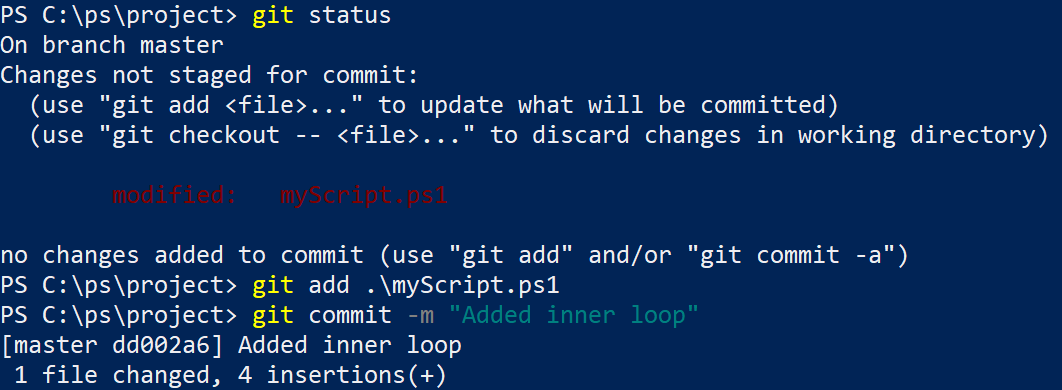Ein Screenshot einer „Git commit“-Nachricht