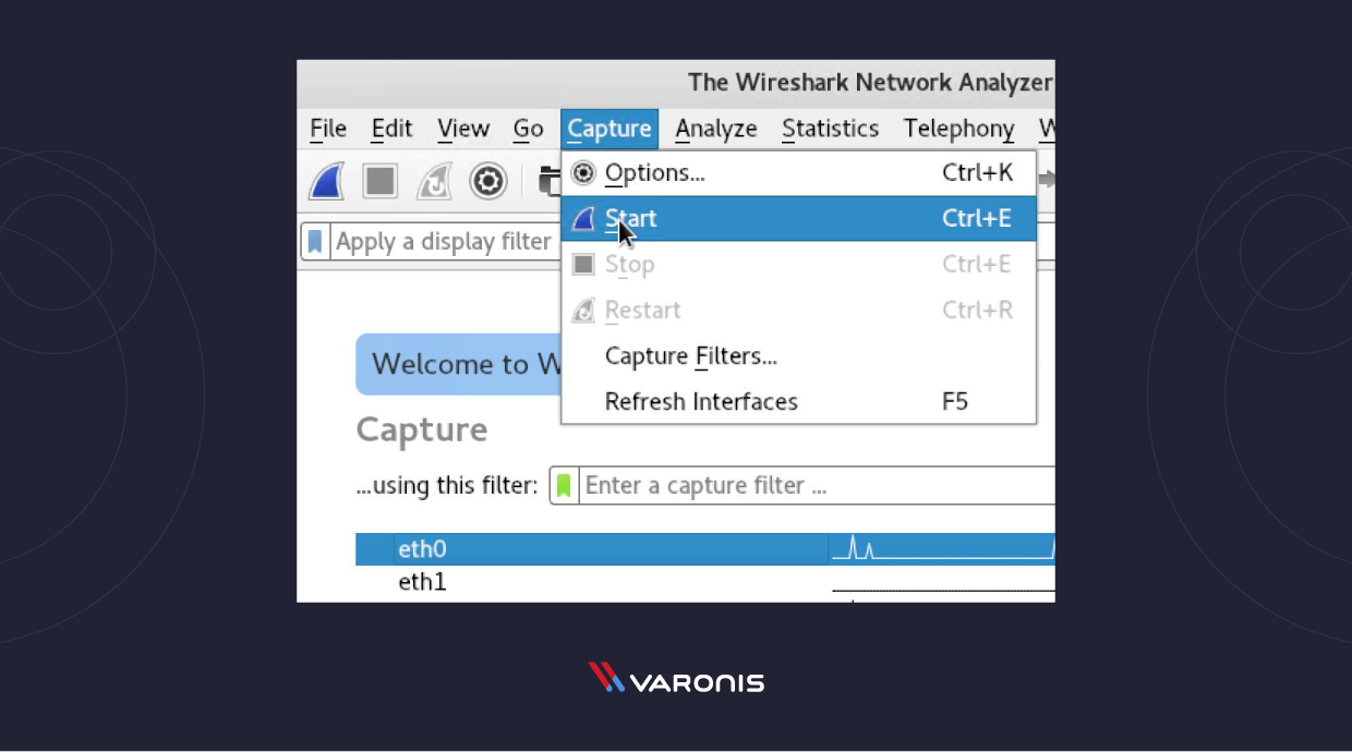 capture d'écran de la capture de paquets avec Wireshark