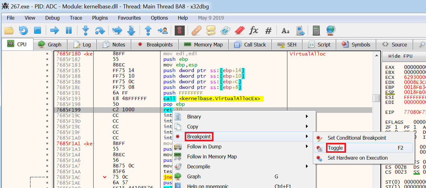 virtual alloc breakpoint