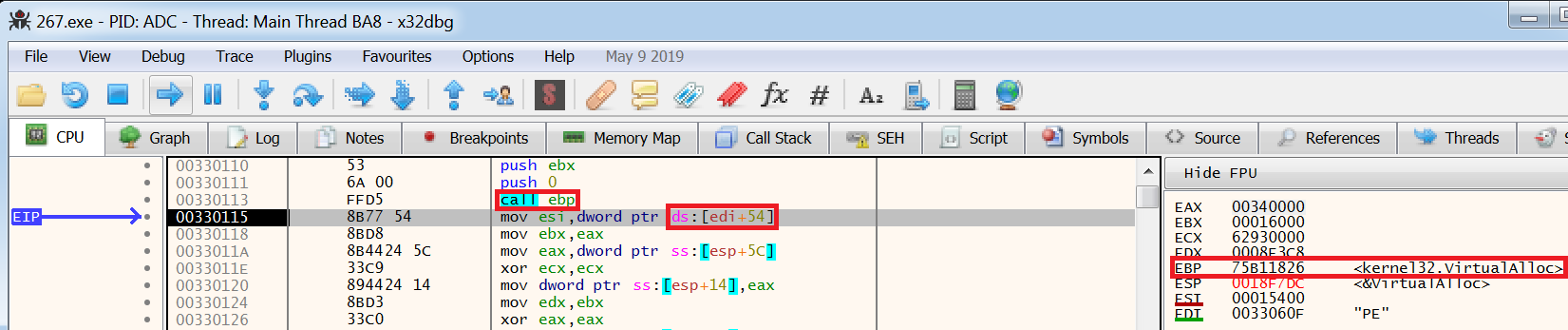 virtual alloc breakpoint 4
