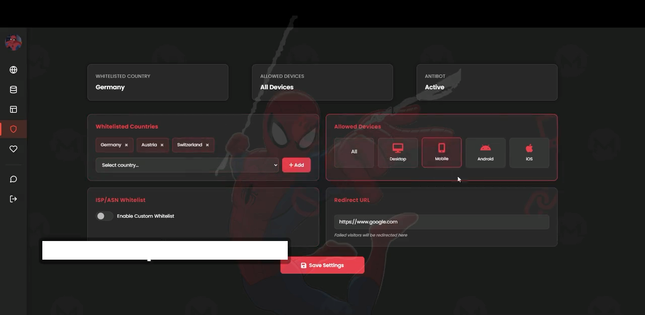 Spiderman Phishing Kit features