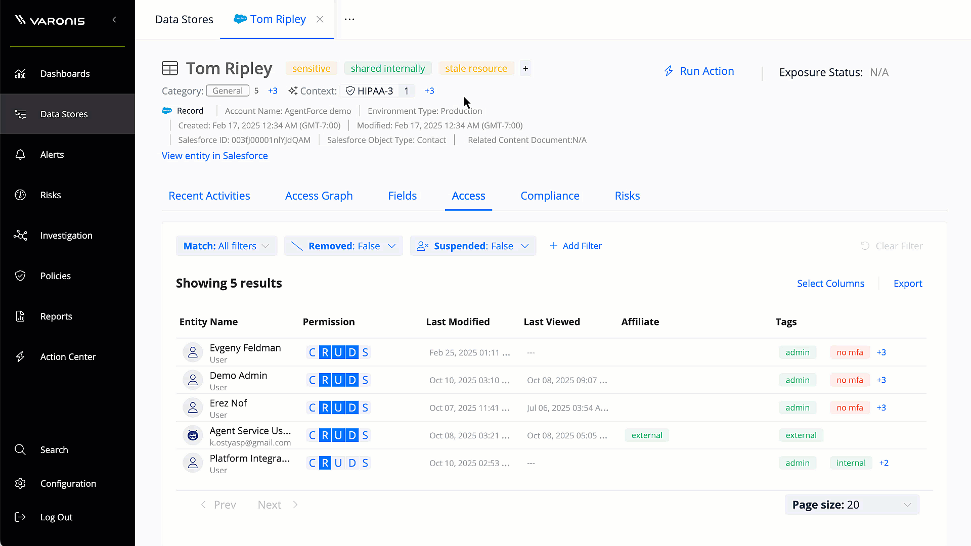 Agentforce GIF 02 - unify sensitivity permissions activity