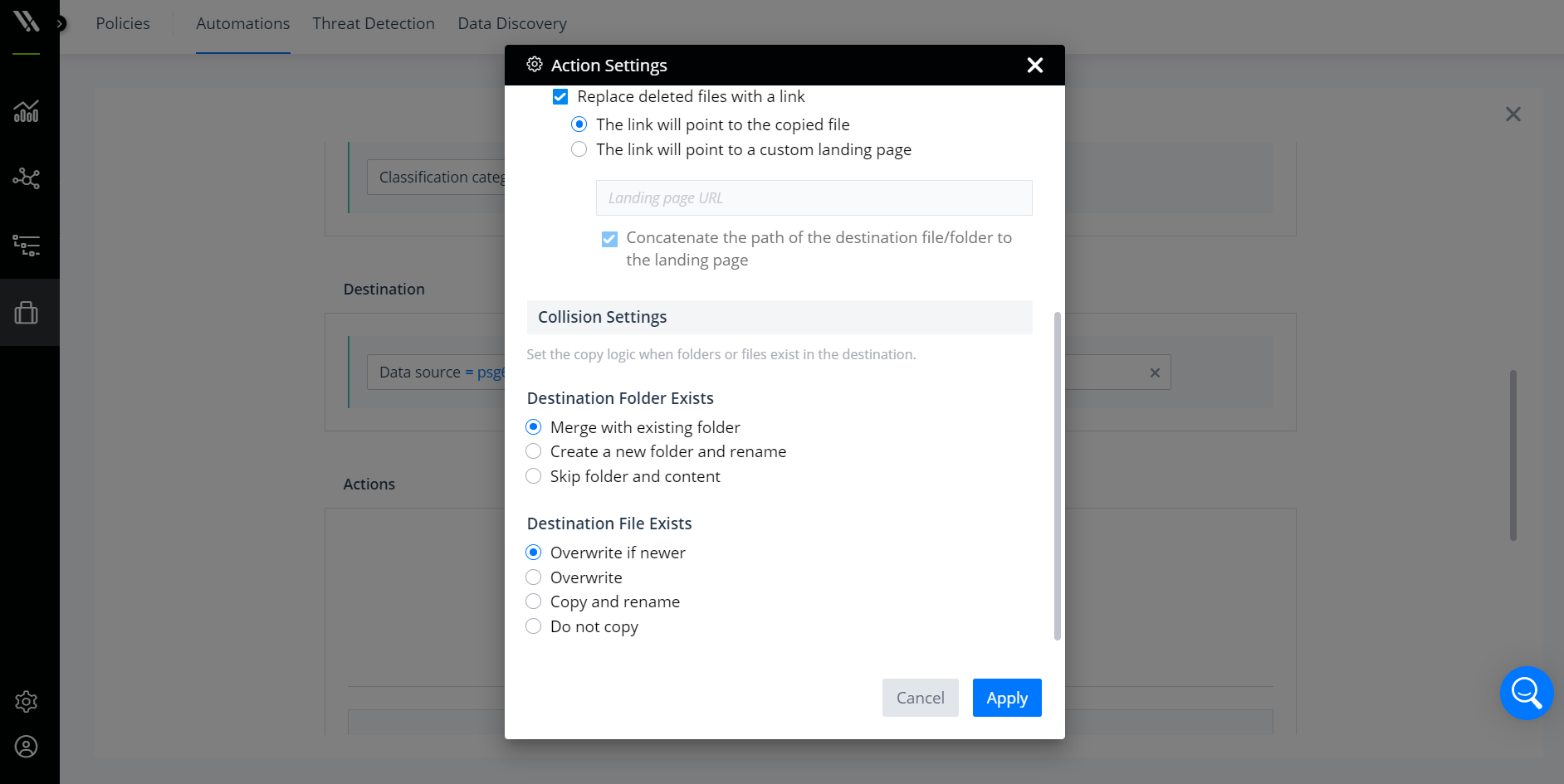 Configure collision settings