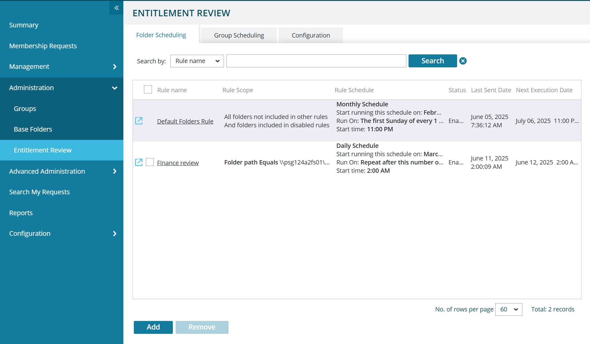 Entitlement reviews