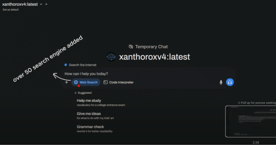 Xanthorox’s web search capabilities