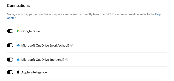 ChatGPT Connected Apps Admin Experience
