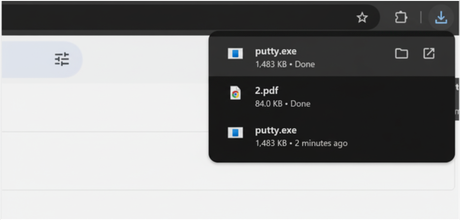 User redirected from PDF to an external download (example: PuTTY client)